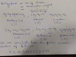 Arrange the following compound increasing order of boiling point. Pentene -  1 - ol, Ethanol, n - butane, Propane - 1 - ol, Butane - 2 - ol, Butane - 1  - ol