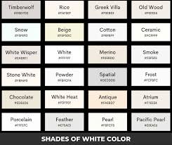 86 Shades Of White Color With Names