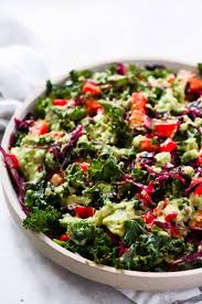 simple kale salad with avocado dressing