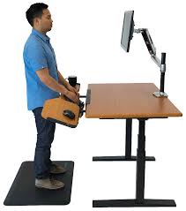 Standing desk is basically a desk that allows you to stand up and work without straining your hands and legs. Elevon Ergonomic Keyboard Tray For Standing Desks And Treadmill Desks