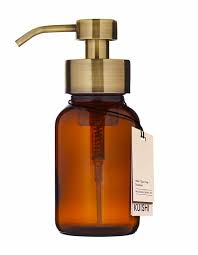 Amber Glass Foaming Soap Dispenser Gold