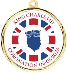 King Charles III Coronation British Flag Gold Medal 55mm (2.25")