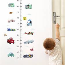 Us 1 72 30 Off Cartoon Car Wall Stickers For Kids Room Height Measure Boy Bedroom Decoration Growth Chart Mural Art Decals Boys Room Deco In Wall