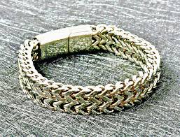 solid steel chain spiga braid bracelet