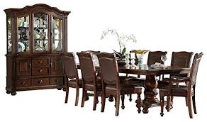The rectangular table features a solid wood top straight edges and sleek square tapered legs while the side chairs feature vertical slat signature design by ashley 'larchmont' dark brown dining room buffet and hutch. 9 Best Formal Modern Dining Room Sets With China Cabinets 2021