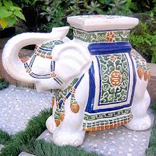 Large Porcelain Elephant Stool