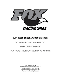 2004 Rear Shock Owners Manual Fox Birota