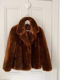 Zara Faux Fur Brown Coat Brown Faux