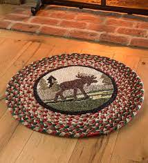 braided cotton moose round accent rug
