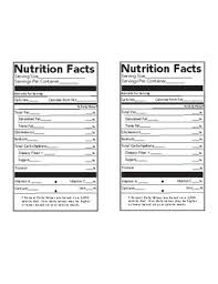 Nutrition Facts Labels Fill In The Blank