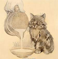 Drawing Of A Kitten Being Poured A Bowl