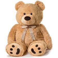 joon huge teddy bear with ribbon tan