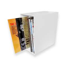 white plastic storage box for vinyl records
