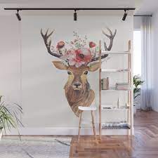 bohemian deer wall mural by wheimay