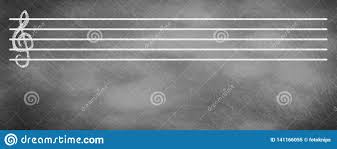 Musical Staves With Clef On School Blackboard Stock