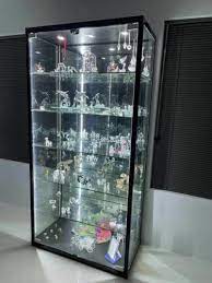 glass display cabinet mirror back