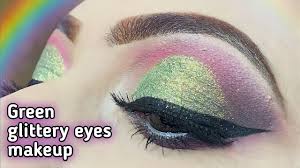 sparkly green glittery eye makeup