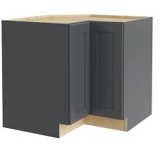 lue cabinetry newton 36 in w x 34 5 in h x 24 in d deep onyx painted lazy susan corner base fully embled cabinet recessed panel shaker door