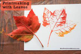 printmaking with leaves sparkle stories