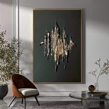 Large Black Abstract Painting Black And