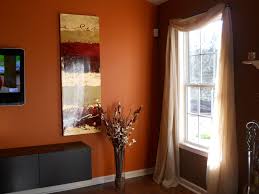Living Room Chocolate Brown Walls With Copper Orange Accent