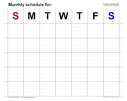 monthly schedule templates for