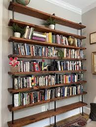 Reclaimed Wood Bookshelf Built In Wall
