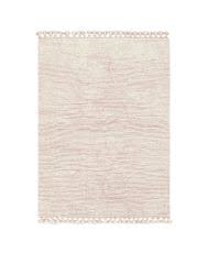 light pink and white wool rug with