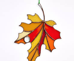 Maple Leaf Stained Glass Suncatcher