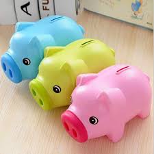 Cartoon Pig Piggy Bank Coin Money Plastic Still Savings Toy