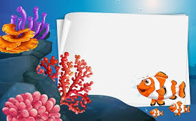 blank paper banner with clown fish and
