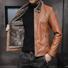 New Thick Leather Jacket Mens Winter
