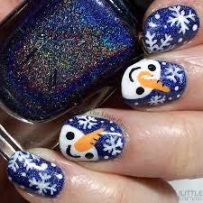 snowman and snowflake nail art