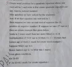 Word Problem For A Quadratic Equation