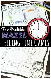 maze challenge telling time games printable