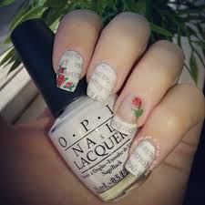 newspaper nails with some roses by