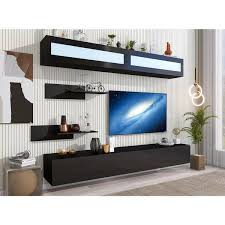 Tv Stand With 4 Media Storage Cabinets