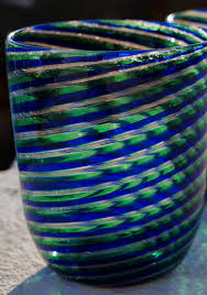Set Of 2 Murano Drinking Glasses Blue