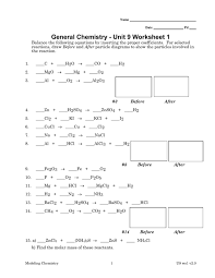 General Chemistry Unit 9 Worksheet 1