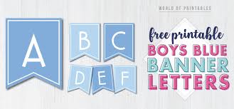 free printable boys blue banner letters