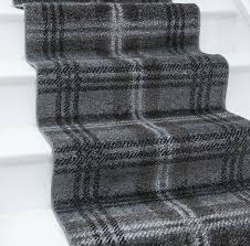 grey tartan carpet runner mat long