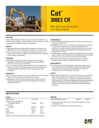 Small Specalog For Cat 308e2 Cr Mini Hydraulic Excavator
