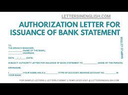 authorization letter to bank for