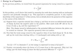 Solved 2 Energy In A Capacitor In The