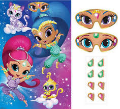 Details About Shimmer And Shine Birthday Supplies Party Game 1 Poster 8 Stickers 2 Blindfolds