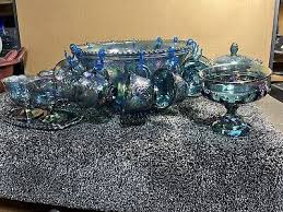 Vintage Princess Blue Carnival Glass