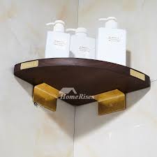 Decorative bathroom wall shelves image and description. Luxury Black Walnut Wooden Shower Corner Shelf Brass Small Triangle Bathroom Wall Shelves Decorative
