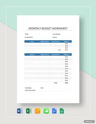 simple monthly budget worksheet