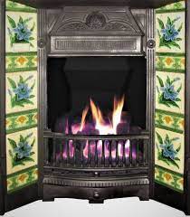 antique flower victorian fireplace tile set