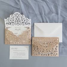 Elegant Glitter Paper Laser Cut Envelope Wedding Invitation